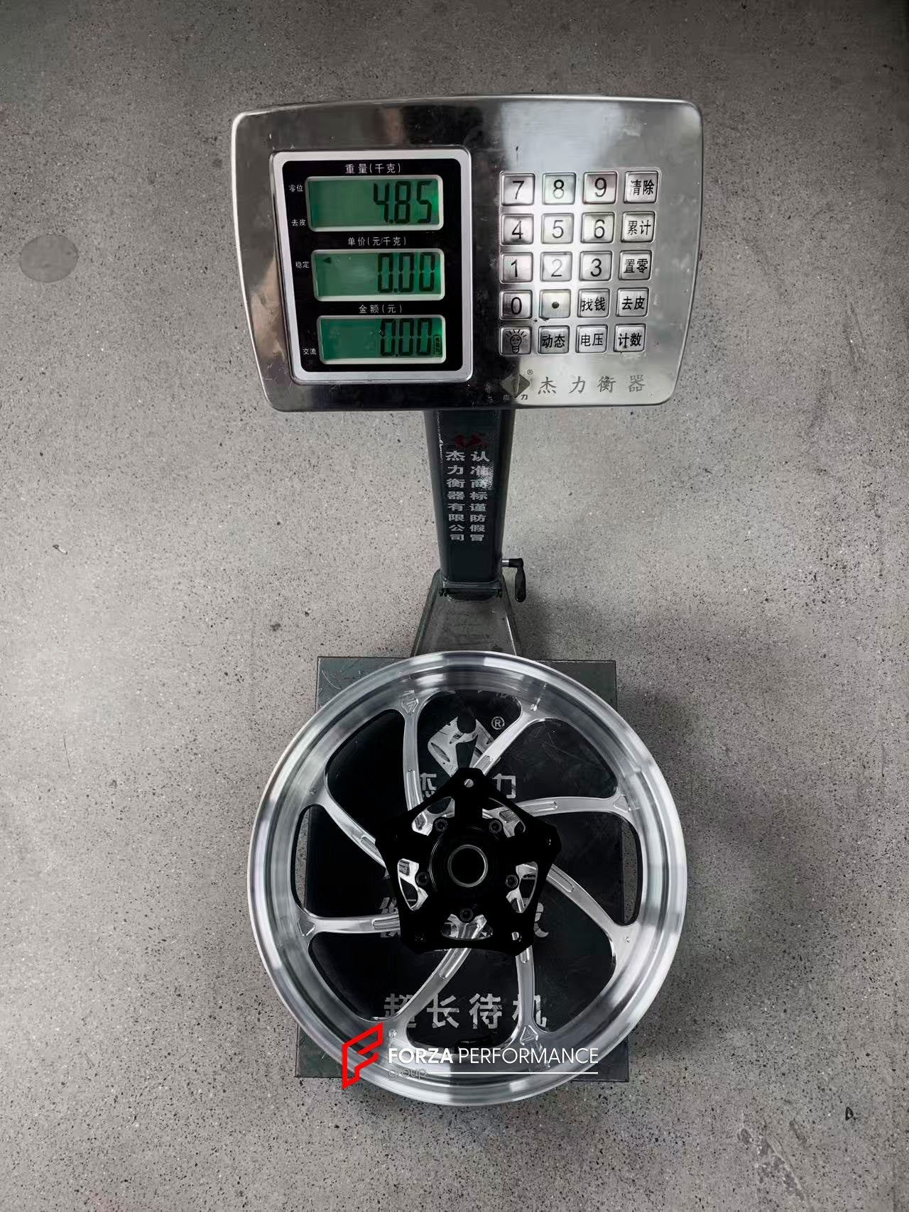 We manufacture premium quality forged motorcycle wheels rims for YAMAHA in any design, size, color.
Wheel sizes (motorcycle spec):
Front: 3.5 x 15
Rear: 4.5 x 15
Weight:
Front: 3.65 kg (8.04 lbs)
Rear: 4.85 kg (10.69 lbs)
Finishing: Gloss Silver
Forza Performance Group engineers and manufactures each forged motorcycle wheel individually per order. This ensures precise fitment, uncompromised strength, and unique styling. Whether for racing, touring, or daily use — our wheels are built for both perfo