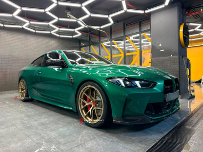 We manufacture premium quality forged wheels rims for BMW M4 G82 2024 in any design, size, color.

Wheels sizes:

Front: 20 x 9.5 ET 10

Rear: 21 x 10.5 ET 10
Weight:

Front: 9.6 kg (21.16 lbs)

Rear: 10.9 kg (24 lbs)

Finishing: Satin Gold

Forza Performance Group engineers and builds each set of custom made-to-order forged wheels individually for every specific customer. This means we not only produce the desired wheel design but also provide all the necessary sizes. All of our wheels can be manufactured 