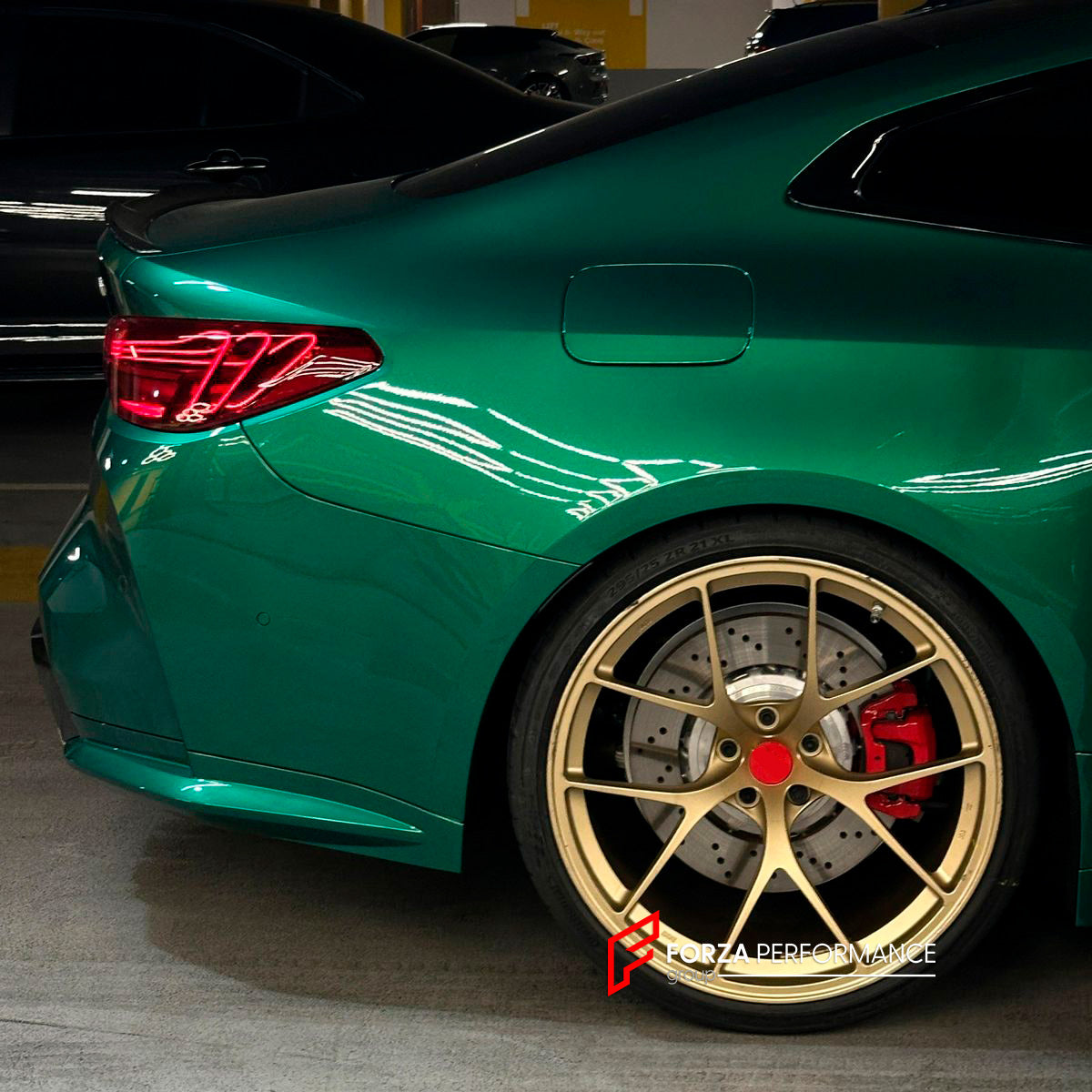 We manufacture premium quality forged wheels rims for BMW M4 G82 2024 in any design, size, color.

Wheels sizes:

Front: 20 x 9.5 ET 10

Rear: 21 x 10.5 ET 10
Weight:

Front: 9.6 kg (21.16 lbs)

Rear: 10.9 kg (24 lbs)

Finishing: Satin Gold

Forza Performance Group engineers and builds each set of custom made-to-order forged wheels individually for every specific customer. This means we not only produce the desired wheel design but also provide all the necessary sizes. All of our wheels can be manufactured 