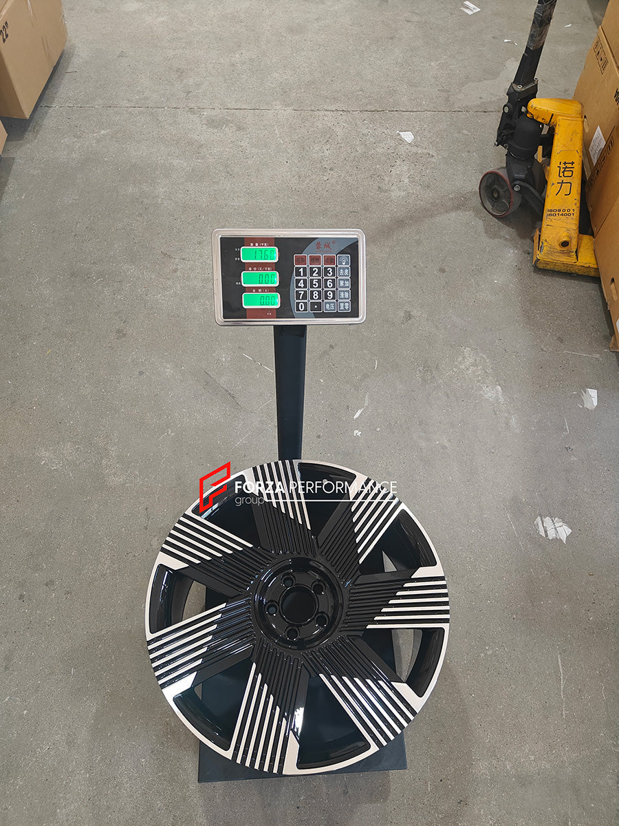 We manufacture premium quality forged wheels rims for BMW 7 SERIES G70 2025 in any design, size, color.

Wheels sizes:

Front: 22 x 9.5 ET 18

Rear: 22 x 10.5 ET 34

Weight: 

Front: 17.3 kg (38.13 lbs)

Rear: 17.6 kg (38.8 lbs)

Finishing: Gloss Black with Machined Face