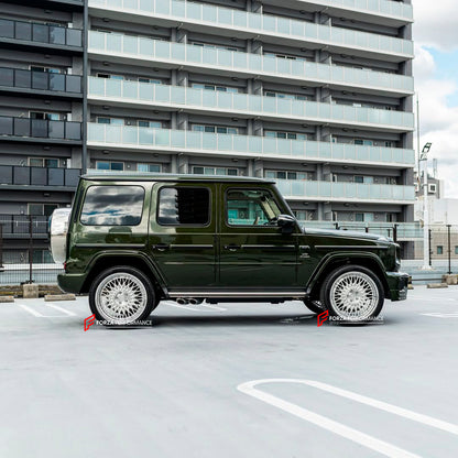 We manufactured premium quality forged wheels rims for our client's MERCEDES BENZ G CLASS AMG W465 2025+&nbsp;with the following specifications:

WHEEL SIZE:

PCD: 5 x 130
CB: 84.1
THIS WHEEL DESIGN CAN BE CUSTOM-MADE FOR YOUR CAR IN ANY SIZE AND COLOR OPTIONS
Available in monoblock, 2-piece, 3-piece, duoblock, beadlock
3D wheel renderings are provided according to the exact dimensions and specifications requested by the client, ensuring proper fitment for their car prior to production

OPTIONS:&nbsp;

Brus