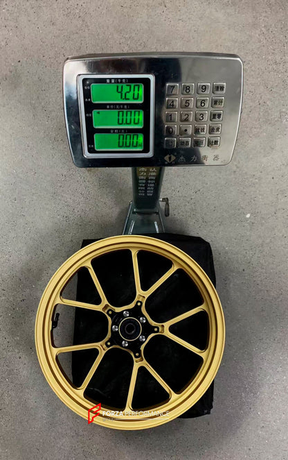 We manufacture premium quality forged motorcycle wheels rims for HONDA CBR650R in any design, size, color.

Wheel sizes (motorcycle spec):

Front: 3.5 x 17

Rear: 5.5 x 17

Weight:

Front: 4.2 kg (9.26 lbs)

Rear: 4.8 kg (10.58 lbs)


Finishing: Matt Gold

Forza Performance Group engineers and manufactures each forged motorcycle wheel individually per order. This ensures precise fitment, uncompromised strength, and unique styling. Whether for racing, touring, or daily use — our wheels are built for both per