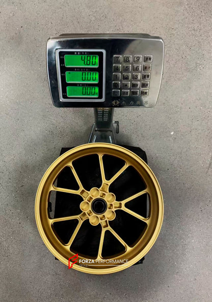 We manufacture premium quality forged motorcycle wheels rims for HONDA CBR650R in any design, size, color.

Wheel sizes (motorcycle spec):

Front: 3.5 x 17

Rear: 5.5 x 17

Weight:

Front: 4.2 kg (9.26 lbs)

Rear: 4.8 kg (10.58 lbs)


Finishing: Matt Gold

Forza Performance Group engineers and manufactures each forged motorcycle wheel individually per order. This ensures precise fitment, uncompromised strength, and unique styling. Whether for racing, touring, or daily use — our wheels are built for both per