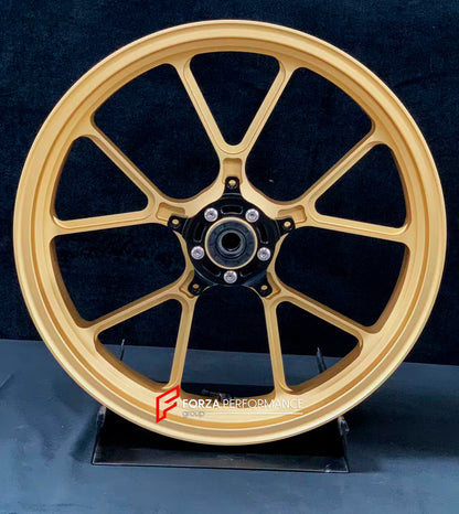 We manufacture premium quality forged motorcycle wheels rims for HONDA CBR650R in any design, size, color.

Wheel sizes (motorcycle spec):

Front: 3.5 x 17

Rear: 5.5 x 17

Weight:

Front: 4.2 kg (9.26 lbs)

Rear: 4.8 kg (10.58 lbs)


Finishing: Matt Gold

Forza Performance Group engineers and manufactures each forged motorcycle wheel individually per order. This ensures precise fitment, uncompromised strength, and unique styling. Whether for racing, touring, or daily use — our wheels are built for both per