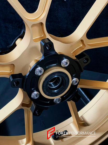 We manufacture premium quality forged motorcycle wheels rims for HONDA CBR650R in any design, size, color.

Wheel sizes (motorcycle spec):

Front: 3.5 x 17

Rear: 5.5 x 17

Weight:

Front: 4.2 kg (9.26 lbs)

Rear: 4.8 kg (10.58 lbs)


Finishing: Matt Gold

Forza Performance Group engineers and manufactures each forged motorcycle wheel individually per order. This ensures precise fitment, uncompromised strength, and unique styling. Whether for racing, touring, or daily use — our wheels are built for both per