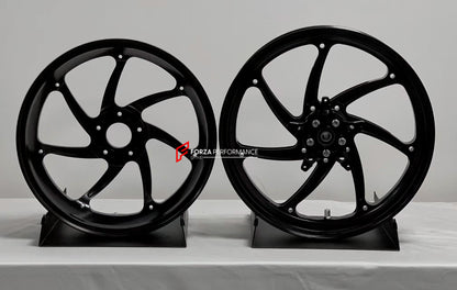 We manufacture premium quality forged motorcycle wheels rims for APRILIA SRMAX 125 300 250 HPE in any design, size, color.

Wheel sizes (motorcycle spec):

Front: 3.0 x 15

Rear: 4.0 x 14

Weight:

Front: 3.3 kg (7.27 lbs)

Rear: 2.7 kg (5.95 lbs)


Finishing: Satin Black

Forza Performance Group engineers and manufactures each forged motorcycle wheel individually per order. This ensures precise fitment, uncompromised strength, and unique styling. Whether for racing, touring, or daily use — our wheels are b