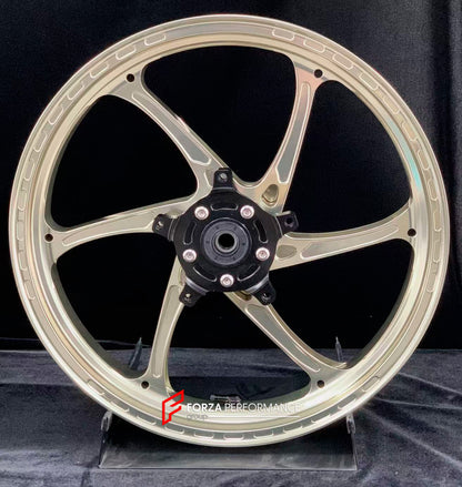 We manufacture premium quality forged motorcycle wheels rims for CFMOTO 450SR in any design, size, color.

Wheel sizes (motorcycle spec):

Front: 3.0 x 17

Rear: 4.0 x 17

Weight:

Front: 3.5 kg (7.72 lbs)

Rear: 4.55 kg (10.03 lbs)


Finishing: Gloss Bronze

Forza Performance Group engineers and manufactures each forged motorcycle wheel individually per order. This ensures precise fitment, uncompromised strength, and unique styling. Whether for racing, touring, or daily use — our wheels are built for both 