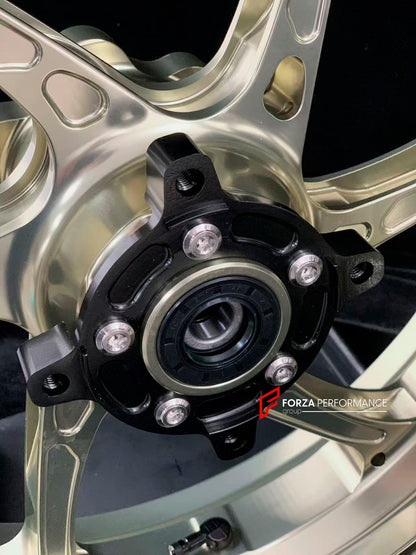 We manufacture premium quality forged motorcycle wheels rims for CFMOTO 450SR in any design, size, color.

Wheel sizes (motorcycle spec):

Front: 3.0 x 17

Rear: 4.0 x 17

Weight:

Front: 3.5 kg (7.72 lbs)

Rear: 4.55 kg (10.03 lbs)


Finishing: Gloss Bronze

Forza Performance Group engineers and manufactures each forged motorcycle wheel individually per order. This ensures precise fitment, uncompromised strength, and unique styling. Whether for racing, touring, or daily use — our wheels are built for both 