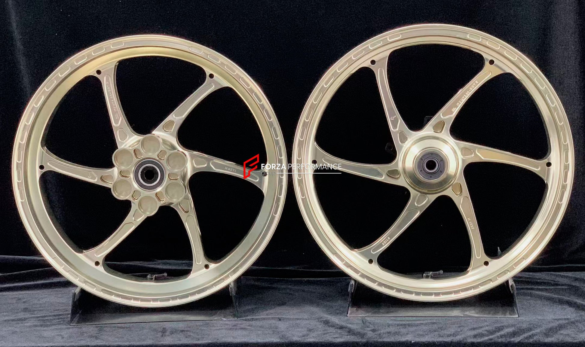 We manufacture premium quality forged motorcycle wheels rims for CFMOTO 450SR in any design, size, color.

Wheel sizes (motorcycle spec):

Front: 3.0 x 17

Rear: 4.0 x 17

Weight:

Front: 3.5 kg (7.72 lbs)

Rear: 4.55 kg (10.03 lbs)


Finishing: Gloss Bronze

Forza Performance Group engineers and manufactures each forged motorcycle wheel individually per order. This ensures precise fitment, uncompromised strength, and unique styling. Whether for racing, touring, or daily use — our wheels are built for both 