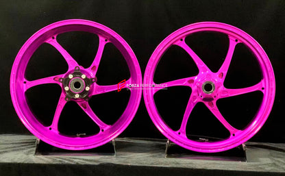 We manufacture premium quality forged motorcycle wheels rims for CFMOTO 800NK in any design, size, color.

Wheel sizes (motorcycle spec):

Front: 3.5 x 17

Rear: 4.5 x 17

Weight:

Front: 3.35 kg (7.38 lbs)

Rear: 4.65 kg (10.25 lbs)


Finishing: Gloss Pink

Forza Performance Group engineers and manufactures each forged motorcycle wheel individually per order. This ensures precise fitment, uncompromised strength, and unique styling. Whether for racing, touring, or daily use — our wheels are built for both p