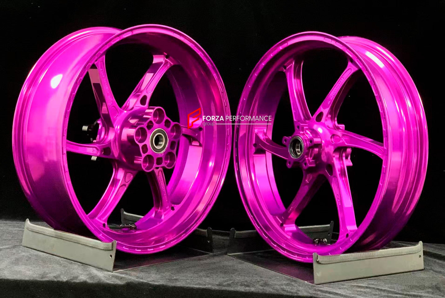 We manufacture premium quality forged motorcycle wheels rims for CFMOTO 800NK in any design, size, color.

Wheel sizes (motorcycle spec):

Front: 3.5 x 17

Rear: 4.5 x 17

Weight:

Front: 3.35 kg (7.38 lbs)

Rear: 4.65 kg (10.25 lbs)


Finishing: Gloss Pink

Forza Performance Group engineers and manufactures each forged motorcycle wheel individually per order. This ensures precise fitment, uncompromised strength, and unique styling. Whether for racing, touring, or daily use — our wheels are built for both p