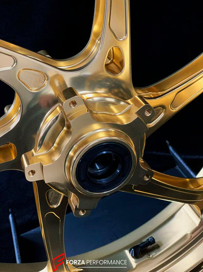 We manufacture premium quality forged motorcycle wheels rims for HONDA CB1300SP in any design, size, color.

Wheel sizes (motorcycle spec):

Front: 3.5 x 17

Rear: 5.5 x 17

Weight:

Front: 3.85 kg (8.49 lbs)

Rear: 4.95 kg (10.91 lbs)


Finishing: Gloss Gold

Forza Performance Group engineers and manufactures each forged motorcycle wheel individually per order. This ensures precise fitment, uncompromised strength, and unique styling. Whether for racing, touring, or daily use — our wheels are built for both