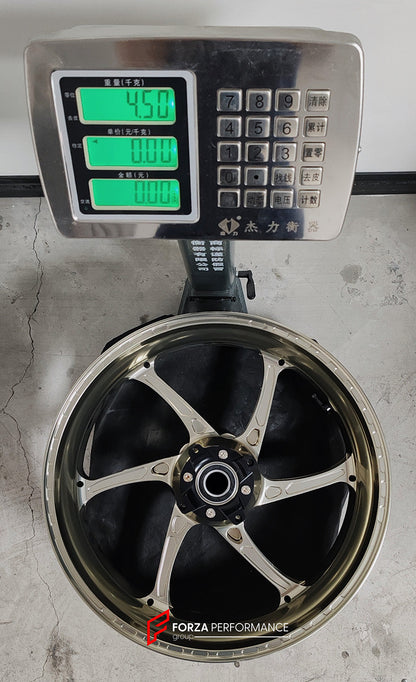 We manufacture premium quality forged motorcycle wheels rims for HONDA CBR1000RRR in any design, size, color.

Wheel sizes (motorcycle spec):

Front: 3.5 x 17

Rear: 6 x 17

Weight:

Front: 3.5 kg (7.72 lbs)

Rear: 4.5 kg (9.92 lbs)


Finishing: Gloss Bronze

Forza Performance Group engineers and manufactures each forged motorcycle wheel individually per order. This ensures precise fitment, uncompromised strength, and unique styling. Whether for racing, touring, or daily use — our wheels are built for both 