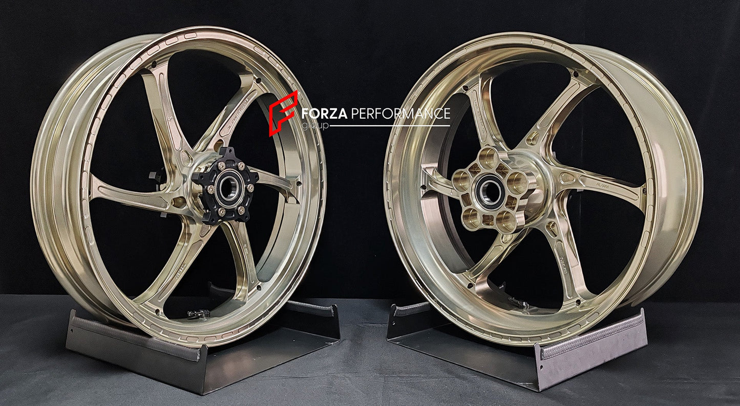 We manufacture premium quality forged motorcycle wheels rims for HONDA CBR1000RRR in any design, size, color.

Wheel sizes (motorcycle spec):

Front: 3.5 x 17

Rear: 6 x 17

Weight:

Front: 3.5 kg (7.72 lbs)

Rear: 4.5 kg (9.92 lbs)


Finishing: Gloss Bronze

Forza Performance Group engineers and manufactures each forged motorcycle wheel individually per order. This ensures precise fitment, uncompromised strength, and unique styling. Whether for racing, touring, or daily use — our wheels are built for both 