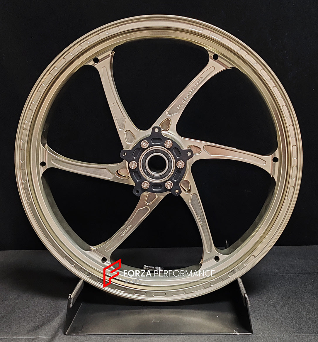 We manufacture premium quality forged motorcycle wheels rims for HONDA CBR1000RRR in any design, size, color.

Wheel sizes (motorcycle spec):

Front: 3.5 x 17

Rear: 6 x 17

Weight:

Front: 3.5 kg (7.72 lbs)

Rear: 4.5 kg (9.92 lbs)


Finishing: Gloss Bronze

Forza Performance Group engineers and manufactures each forged motorcycle wheel individually per order. This ensures precise fitment, uncompromised strength, and unique styling. Whether for racing, touring, or daily use — our wheels are built for both 