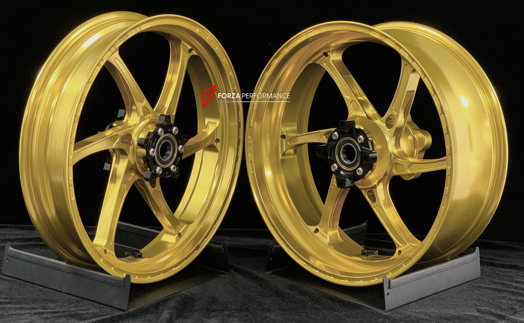 We manufacture premium quality forged motorcycle wheels rims for HONDA CBR1000RRR in any design, size, color.

Wheel sizes (motorcycle spec):

Front: 3.5 x 17

Rear: 6 x 17

Weight:

Front: 3.55 kg (7.83 lbs)

Rear: 4.55 kg (10.03 lbs)

Finishing: Satin Gold

Forza Performance Group engineers and manufactures each forged motorcycle wheel individually per order. This ensures precise fitment, uncompromised strength, and unique styling. Whether for racing, touring, or daily use — our wheels are built for both 