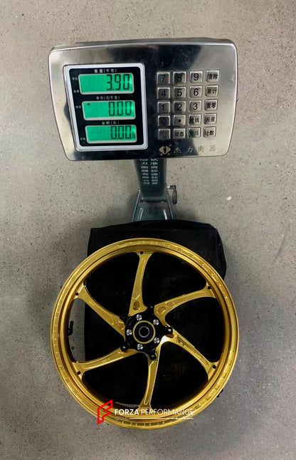 We manufacture premium quality forged motorcycle wheels rims for HONDA CBR650R in any design, size, color.

Wheel sizes (motorcycle spec):

Front: 3.5 x 17

Rear: 5.5 x 17

Weight:

Front: 3.9 kg (7.94 lbs)

Rear: 4.55 kg (10.58 lbs)


Finishing: Gloss Gold

Forza Performance Group engineers and manufactures each forged motorcycle wheel individually per order. This ensures precise fitment, uncompromised strength, and unique styling. Whether for racing, touring, or daily use — our wheels are built for both p