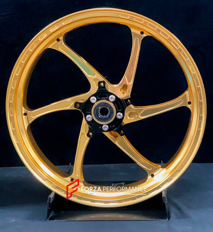 We manufacture premium quality forged motorcycle wheels rims for HONDA CBR650R in any design, size, color.

Wheel sizes (motorcycle spec):

Front: 3.5 x 17

Rear: 5.5 x 17

Weight:

Front: 3.9 kg (7.94 lbs)

Rear: 4.55 kg (10.58 lbs)


Finishing: Gloss Gold

Forza Performance Group engineers and manufactures each forged motorcycle wheel individually per order. This ensures precise fitment, uncompromised strength, and unique styling. Whether for racing, touring, or daily use — our wheels are built for both p