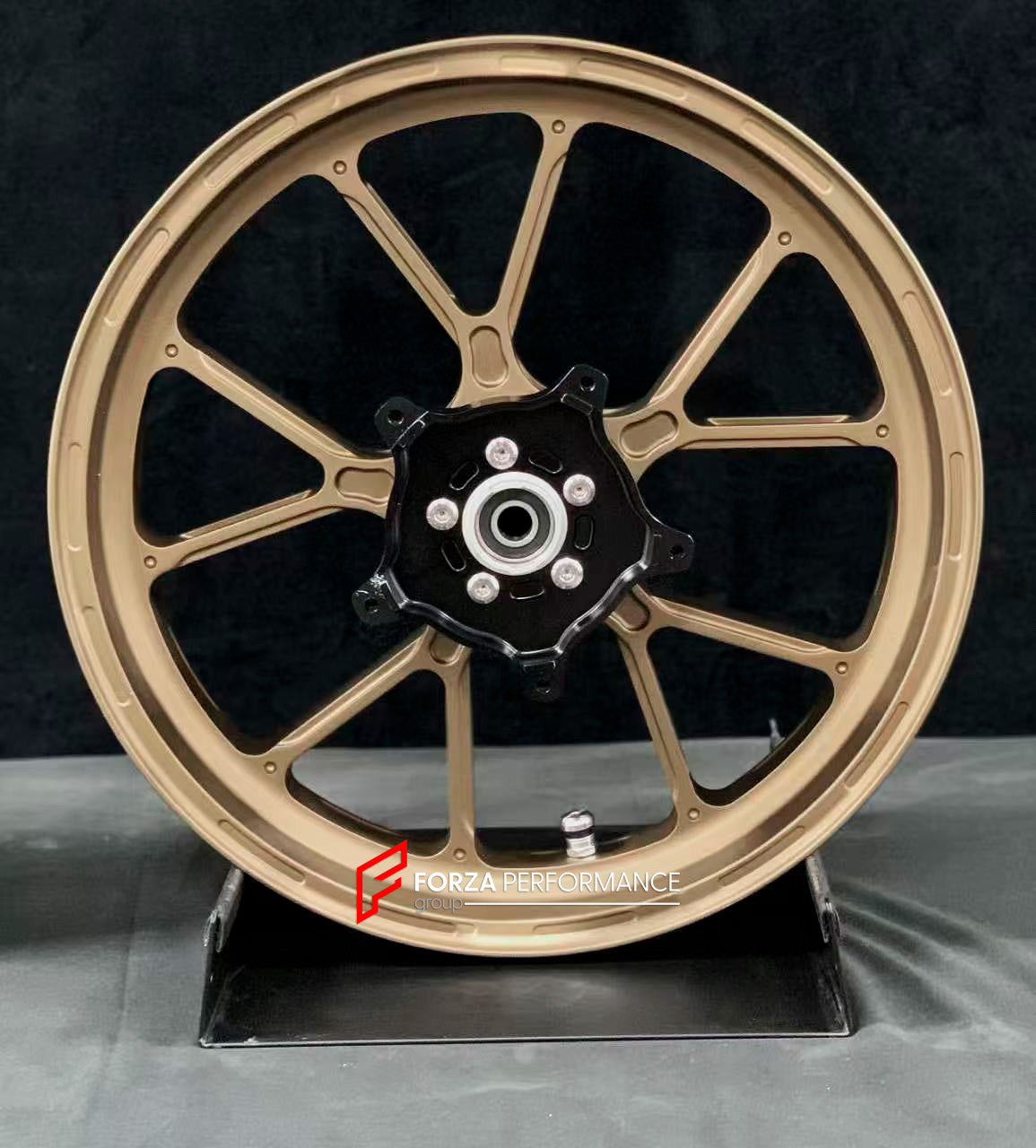 We manufacture premium quality forged motorcycle wheels rims for APRILIA SRMAX 125 300 250 HPE in any design, size, color.

Wheel sizes (motorcycle spec):

Front: 3.0 x 15

Rear: 4.0 x 14

Weight:

Front: 3.65 kg (8.05 lbs)

Rear: 2.5 kg (5.51 lbs)


Finishing: Satin Bronze

Forza Performance Group engineers and manufactures each forged motorcycle wheel individually per order. This ensures precise fitment, uncompromised strength, and unique styling. Whether for racing, touring, or daily use — our wheels are