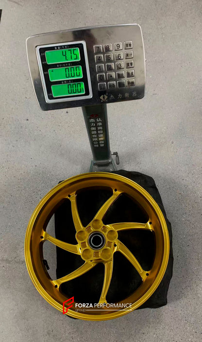 We manufacture premium quality forged motorcycle wheels rims for HONDA CBR1000RRR in any design, size, color.

Wheel sizes (motorcycle spec):

Front: 3.5 x 17

Rear: 6 x 17

Weight:

Front: 3.95 kg (8.71 lbs)

Rear: 4.75 kg (10.47 lbs)


Finishing: Gloss Gold

Forza Performance Group engineers and manufactures each forged motorcycle wheel individually per order. This ensures precise fitment, uncompromised strength, and unique styling. Whether for racing, touring, or daily use — our wheels are built for both