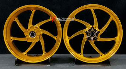 We manufacture premium quality forged motorcycle wheels rims for HONDA CBR1000RRR in any design, size, color.

Wheel sizes (motorcycle spec):

Front: 3.5 x 17

Rear: 6 x 17

Weight:

Front: 3.95 kg (8.71 lbs)

Rear: 4.75 kg (10.47 lbs)


Finishing: Gloss Gold

Forza Performance Group engineers and manufactures each forged motorcycle wheel individually per order. This ensures precise fitment, uncompromised strength, and unique styling. Whether for racing, touring, or daily use — our wheels are built for both