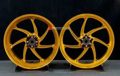 We manufacture premium quality forged motorcycle wheels rims for HONDA CBR1000RRR in any design, size, color.

Wheel sizes (motorcycle spec):

Front: 3.5 x 17

Rear: 6 x 17

Weight:

Front: 3.95 kg (8.71 lbs)

Rear: 4.75 kg (10.47 lbs)


Finishing: Gloss Gold

Forza Performance Group engineers and manufactures each forged motorcycle wheel individually per order. This ensures precise fitment, uncompromised strength, and unique styling. Whether for racing, touring, or daily use — our wheels are built for both