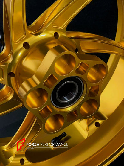 We manufacture premium quality forged motorcycle wheels rims for HONDA CBR1000RRR in any design, size, color.

Wheel sizes (motorcycle spec):

Front: 3.5 x 17

Rear: 6 x 17

Weight:

Front: 3.95 kg (8.71 lbs)

Rear: 4.75 kg (10.47 lbs)


Finishing: Gloss Gold

Forza Performance Group engineers and manufactures each forged motorcycle wheel individually per order. This ensures precise fitment, uncompromised strength, and unique styling. Whether for racing, touring, or daily use — our wheels are built for both