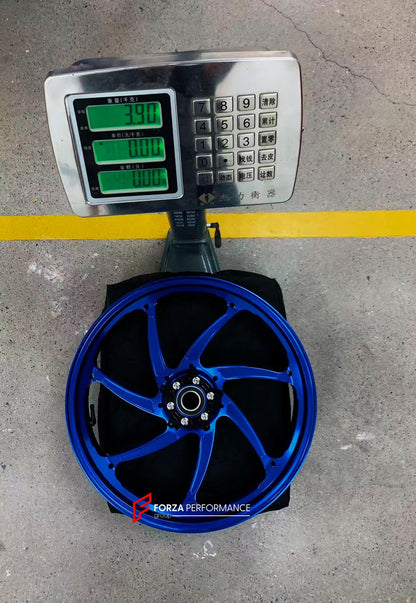 We manufacture premium quality forged motorcycle wheels rims for HONDA CBR1000RRR in any design, size, color.

Wheel sizes (motorcycle spec):

Front: 3.5 x 17

Rear: 6 x 17

Weight:

Front: 3.9 kg (8.6 lbs)

Rear: 4.65 kg (10.25 lbs)

Finishing: Gloss Blue

Forza Performance Group engineers and manufactures each forged motorcycle wheel individually per order. This ensures precise fitment, uncompromised strength, and unique styling. Whether for racing, touring, or daily use — our wheels are built for both pe