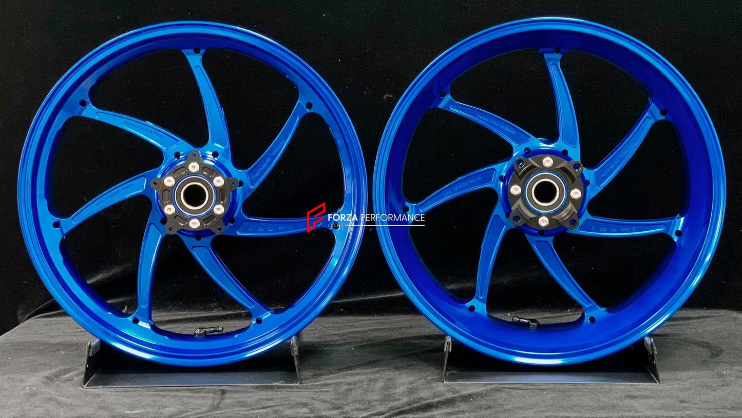 We manufacture premium quality forged motorcycle wheels rims for HONDA CBR1000RRR in any design, size, color.

Wheel sizes (motorcycle spec):

Front: 3.5 x 17

Rear: 6 x 17

Weight:

Front: 3.9 kg (8.6 lbs)

Rear: 4.65 kg (10.25 lbs)

Finishing: Gloss Blue

Forza Performance Group engineers and manufactures each forged motorcycle wheel individually per order. This ensures precise fitment, uncompromised strength, and unique styling. Whether for racing, touring, or daily use — our wheels are built for both pe
