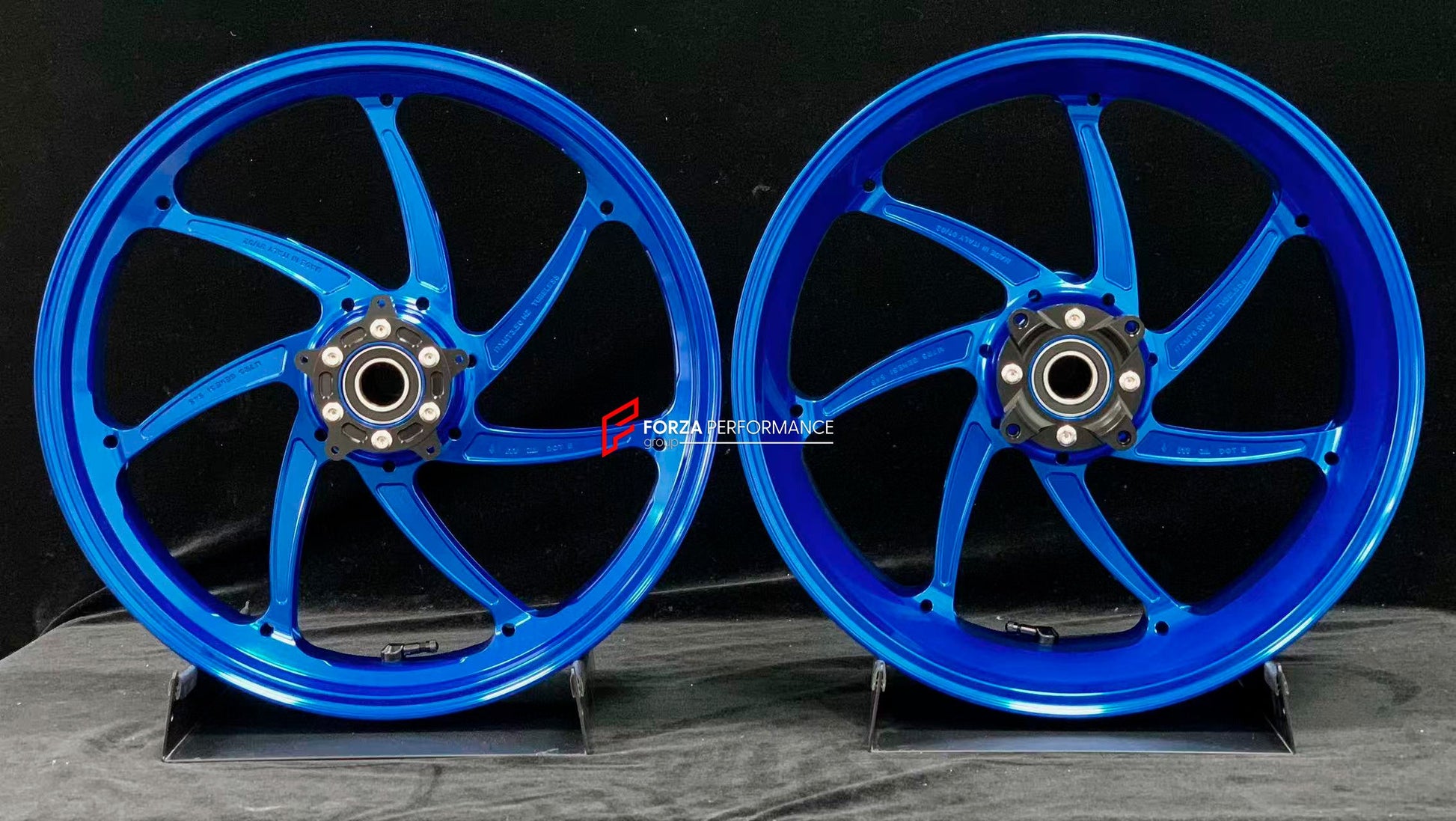 We manufacture premium quality forged motorcycle wheels rims for HONDA CBR1000RRR in any design, size, color.

Wheel sizes (motorcycle spec):

Front: 3.5 x 17

Rear: 6 x 17

Weight:

Front: 3.9 kg (8.6 lbs)

Rear: 4.65 kg (10.25 lbs)

Finishing: Gloss Blue

Forza Performance Group engineers and manufactures each forged motorcycle wheel individually per order. This ensures precise fitment, uncompromised strength, and unique styling. Whether for racing, touring, or daily use — our wheels are built for both pe
