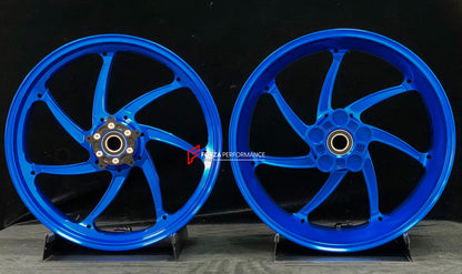 We manufacture premium quality forged motorcycle wheels rims for HONDA CBR1000RRR in any design, size, color.

Wheel sizes (motorcycle spec):

Front: 3.5 x 17

Rear: 6 x 17

Weight:

Front: 3.9 kg (8.6 lbs)

Rear: 4.65 kg (10.25 lbs)

Finishing: Gloss Blue

Forza Performance Group engineers and manufactures each forged motorcycle wheel individually per order. This ensures precise fitment, uncompromised strength, and unique styling. Whether for racing, touring, or daily use — our wheels are built for both pe