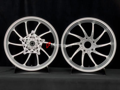 We manufacture premium quality forged motorcycle wheels rims for BMW R 1250 RT in any design, size, color.

Wheel sizes (motorcycle spec):

Front: 3.5 x 17

Rear: 5.5 x 17

Weight:

Front: 3.85 kg (8.49 lbs)

Rear: 3.4 kg (7.5 lbs)


Finishing: Silver

Forza Performance Group engineers and manufactures each forged motorcycle wheel individually per order. This ensures precise fitment, uncompromised strength, and unique styling. Whether for racing, touring, or daily use — our wheels are built for both perform