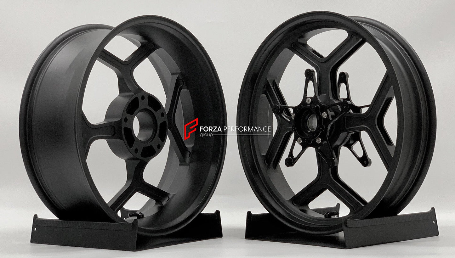 We manufacture premium quality forged motorcycle wheels rims for BMW R 1250 RT in any design, size, color.

Wheel sizes (motorcycle spec):

Front: 3.5 x 17

Rear: 5.5 x 17

Weight:

Front: 4.6 kg (8.49 lbs)

Rear: 4.7 kg (7.5 lbs)


Finishing: Silver

Forza Performance Group engineers and manufactures each forged motorcycle wheel individually per order. This ensures precise fitment, uncompromised strength, and unique styling. Whether for racing, touring, or daily use — our wheels are built for both performa