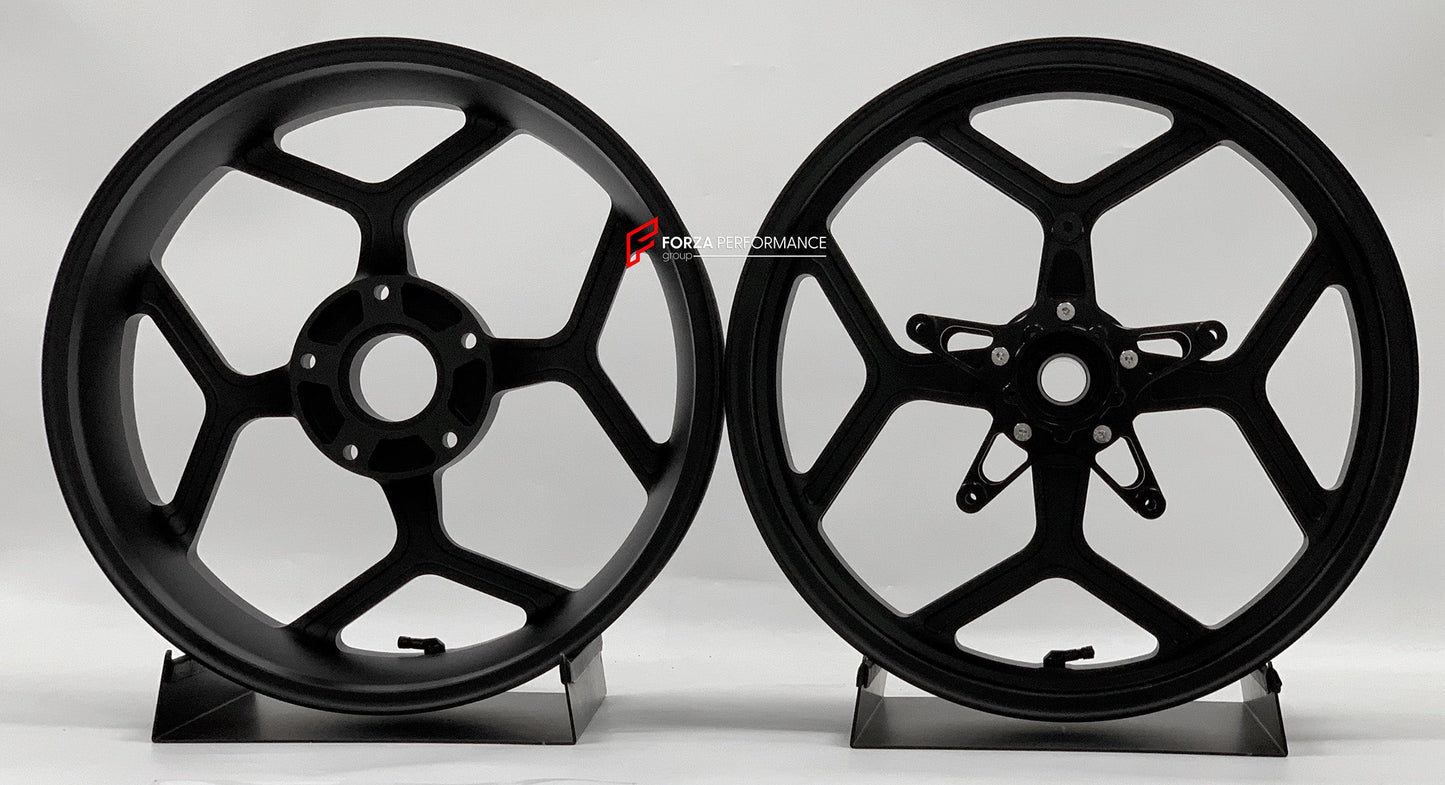 We manufacture premium quality forged motorcycle wheels rims for BMW R 1250 RT in any design, size, color.

Wheel sizes (motorcycle spec):

Front: 3.5 x 17

Rear: 5.5 x 17

Weight:

Front: 4.6 kg (8.49 lbs)

Rear: 4.7 kg (7.5 lbs)


Finishing: Silver

Forza Performance Group engineers and manufactures each forged motorcycle wheel individually per order. This ensures precise fitment, uncompromised strength, and unique styling. Whether for racing, touring, or daily use — our wheels are built for both performa