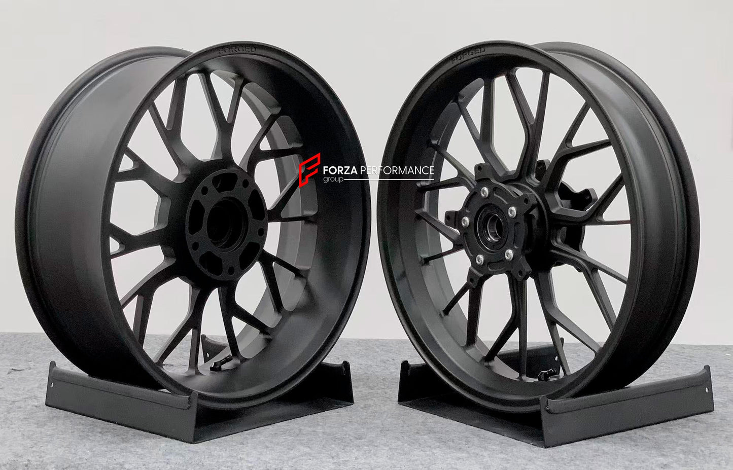 We manufacture premium quality forged motorcycle wheels rims for BMW R NINET PURE SPORT RACER in any design, size, color.

Wheel sizes (motorcycle spec):

Front: 3.5 x 17

Rear: 5.5 x 17

Weight:

Front: 4.3 kg (9.48 lbs)

Rear: 4.65 kg (10.25 lbs)


Finishing: Matt Black

Forza Performance Group engineers and manufactures each forged motorcycle wheel individually per order. This ensures precise fitment, uncompromised strength, and unique styling. Whether for racing, touring, or daily use — our wheels are b