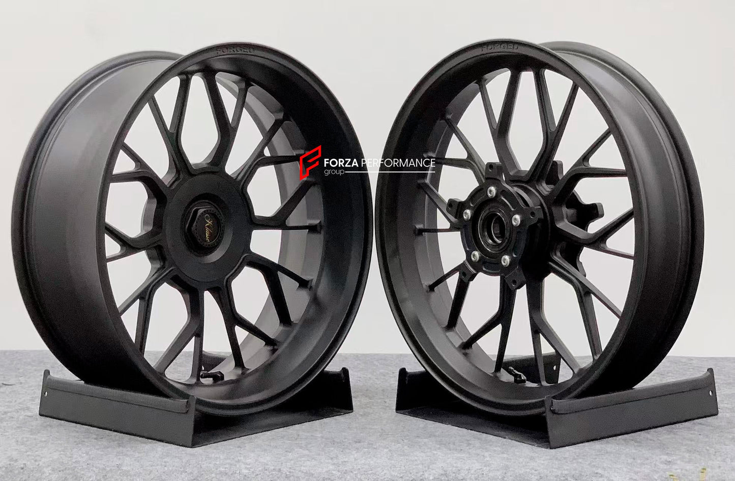 We manufacture premium quality forged motorcycle wheels rims for BMW R NINET PURE SPORT RACER in any design, size, color.

Wheel sizes (motorcycle spec):

Front: 3.5 x 17

Rear: 5.5 x 17

Weight:

Front: 4.3 kg (9.48 lbs)

Rear: 4.65 kg (10.25 lbs)


Finishing: Matt Black

Forza Performance Group engineers and manufactures each forged motorcycle wheel individually per order. This ensures precise fitment, uncompromised strength, and unique styling. Whether for racing, touring, or daily use — our wheels are b