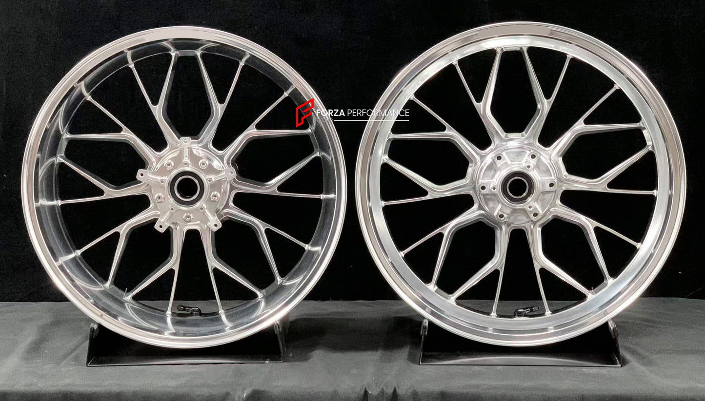 We manufacture premium quality forged motorcycle wheels rims for BMW S1000RR M1000RR in any design, size, color.

Wheel sizes (motorcycle spec):

Front: 3.5 x 17

Rear: 6 x 17

Weight:

Front: 4.25 kg (9.37 lbs)

Rear: 5.1 kg (11.24 lbs)


Finishing: Gloss Silver

Forza Performance Group engineers and manufactures each forged motorcycle wheel individually per order. This ensures precise fitment, uncompromised strength, and unique styling. Whether for racing, touring, or daily use — our wheels are built for 