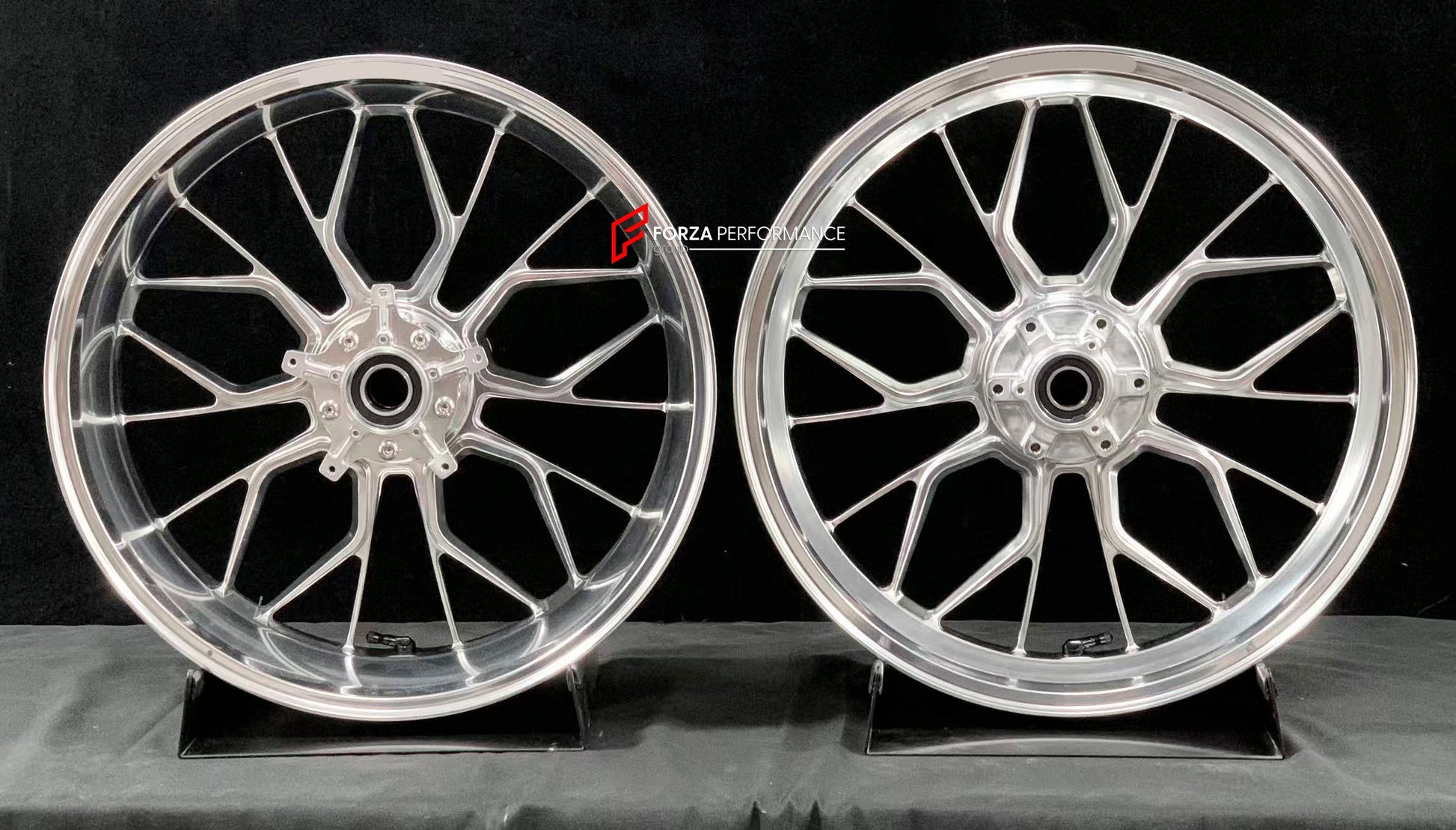 We manufacture premium quality forged motorcycle wheels rims for BMW S1000RR M1000RR in any design, size, color.

Wheel sizes (motorcycle spec):

Front: 3.5 x 17

Rear: 6 x 17

Weight:

Front: 4.25 kg (9.37 lbs)

Rear: 5.1 kg (11.24 lbs)


Finishing: Gloss Silver

Forza Performance Group engineers and manufactures each forged motorcycle wheel individually per order. This ensures precise fitment, uncompromised strength, and unique styling. Whether for racing, touring, or daily use — our wheels are built for 