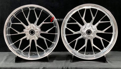 We manufacture premium quality forged motorcycle wheels rims for BMW S1000RR M1000RR in any design, size, color.

Wheel sizes (motorcycle spec):

Front: 3.5 x 17

Rear: 6 x 17

Weight:

Front: 4.25 kg (9.37 lbs)

Rear: 5.1 kg (11.24 lbs)


Finishing: Gloss Silver

Forza Performance Group engineers and manufactures each forged motorcycle wheel individually per order. This ensures precise fitment, uncompromised strength, and unique styling. Whether for racing, touring, or daily use — our wheels are built for 
