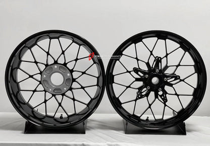 We manufacture premium quality forged motorcycle wheels rims for BMW R 1250 RT in any design, size, color.

Wheel sizes (motorcycle spec):

Front: 3.5 x 17

Rear: 5.5 x 17

Weight:

Front: 4.7 kg (10.36 lbs)

Rear: 4.55 kg (10.03 lbs)


Finishing: Satin Black

Forza Performance Group engineers and manufactures each forged motorcycle wheel individually per order. This ensures precise fitment, uncompromised strength, and unique styling. Whether for racing, touring, or daily use — our wheels are built for both