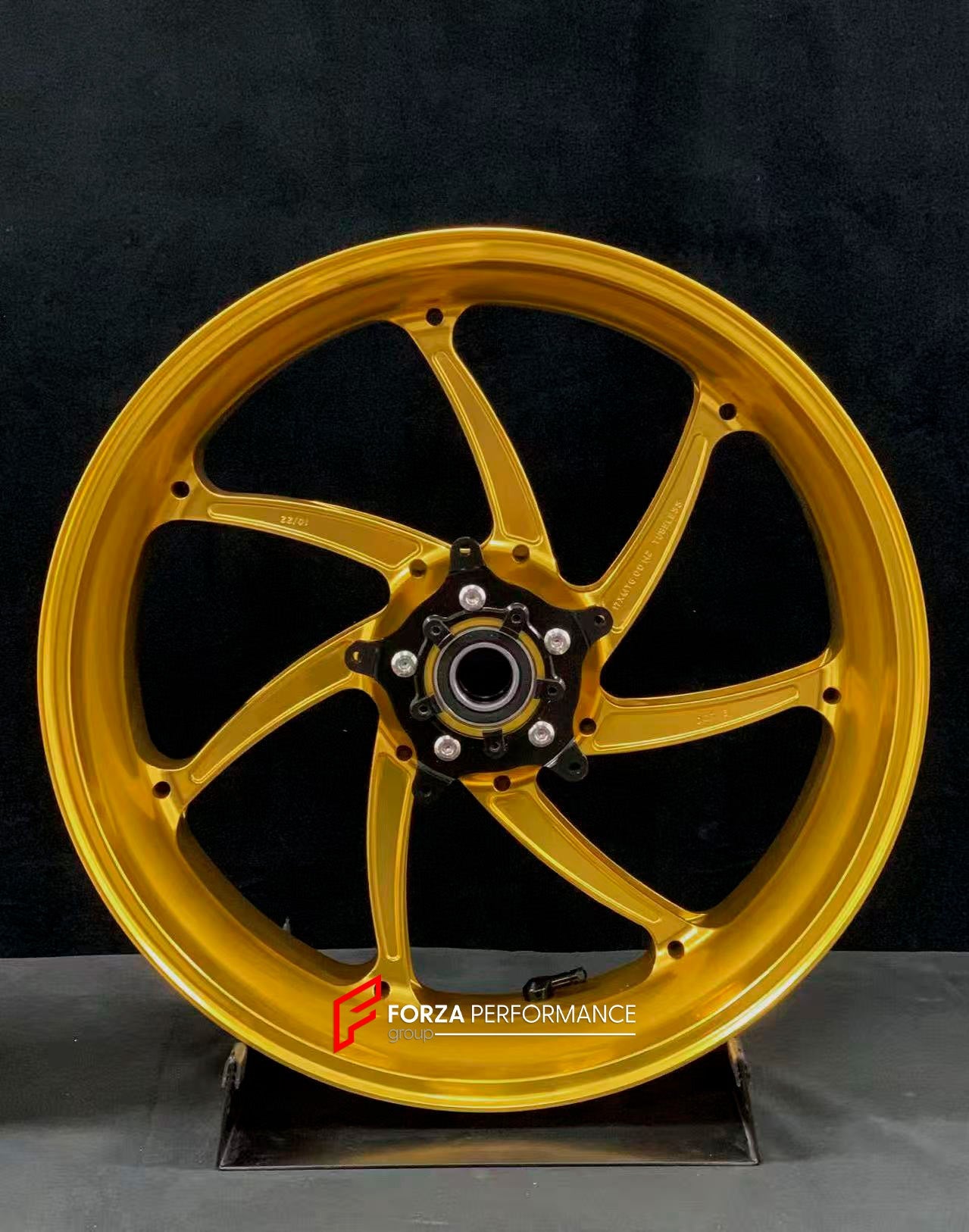 We manufacture premium quality forged motorcycle wheels rims for BMW S1000RR M1000RR in any design, size, color.

Wheel sizes (motorcycle spec):

Front: 3.5 x 17

Rear: 6 x 17

Weight:

Front: 3.6 kg (7.94 lbs)

Rear: 4.45 kg (9.81 lbs)

Finishing: Gloss Gold

Forza Performance Group engineers and manufactures each forged motorcycle wheel individually per order. This ensures precise fitment, uncompromised strength, and unique styling. Whether for racing, touring, or daily use — our wheels are built for both