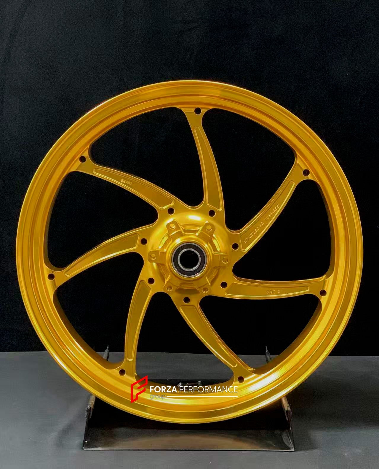 We manufacture premium quality forged motorcycle wheels rims for BMW S1000RR M1000RR in any design, size, color.

Wheel sizes (motorcycle spec):

Front: 3.5 x 17

Rear: 6 x 17

Weight:

Front: 3.6 kg (7.94 lbs)

Rear: 4.45 kg (9.81 lbs)

Finishing: Gloss Gold

Forza Performance Group engineers and manufactures each forged motorcycle wheel individually per order. This ensures precise fitment, uncompromised strength, and unique styling. Whether for racing, touring, or daily use — our wheels are built for both