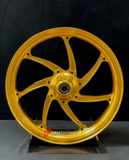 We manufacture premium quality forged motorcycle wheels rims for BMW S1000RR M1000RR in any design, size, color.

Wheel sizes (motorcycle spec):

Front: 3.5 x 17

Rear: 6 x 17

Weight:

Front: 3.6 kg (7.94 lbs)

Rear: 4.45 kg (9.81 lbs)

Finishing: Gloss Gold

Forza Performance Group engineers and manufactures each forged motorcycle wheel individually per order. This ensures precise fitment, uncompromised strength, and unique styling. Whether for racing, touring, or daily use — our wheels are built for both