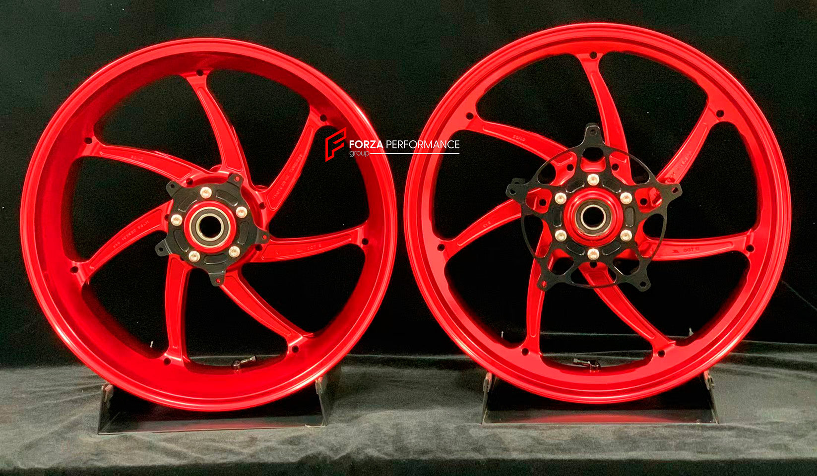 We manufacture premium quality forged motorcycle wheels rims for S1000RR M1000RR in any design, size, color.

Wheel sizes (motorcycle spec):

Front: 3.5 x 17

Rear: 6 x 17

Weight:

Front: 4.4 kg (9.59 lbs)

Rear: 4.85 kg (10.69lbs)

Finishing: Gloss Red

Forza Performance Group engineers and manufactures each forged motorcycle wheel individually per order. This ensures precise fitment, uncompromised strength, and unique styling. Whether for racing, touring, or daily use — our wheels are built for both perf