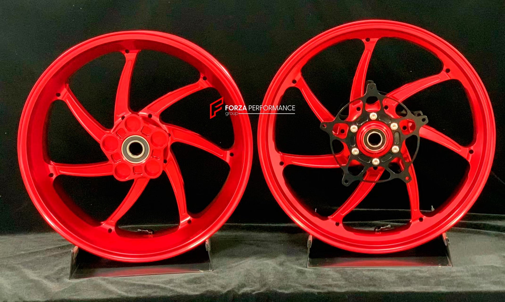 We manufacture premium quality forged motorcycle wheels rims for S1000RR M1000RR in any design, size, color.

Wheel sizes (motorcycle spec):

Front: 3.5 x 17

Rear: 6 x 17

Weight:

Front: 4.4 kg (9.59 lbs)

Rear: 4.85 kg (10.69lbs)

Finishing: Gloss Red

Forza Performance Group engineers and manufactures each forged motorcycle wheel individually per order. This ensures precise fitment, uncompromised strength, and unique styling. Whether for racing, touring, or daily use — our wheels are built for both perf
