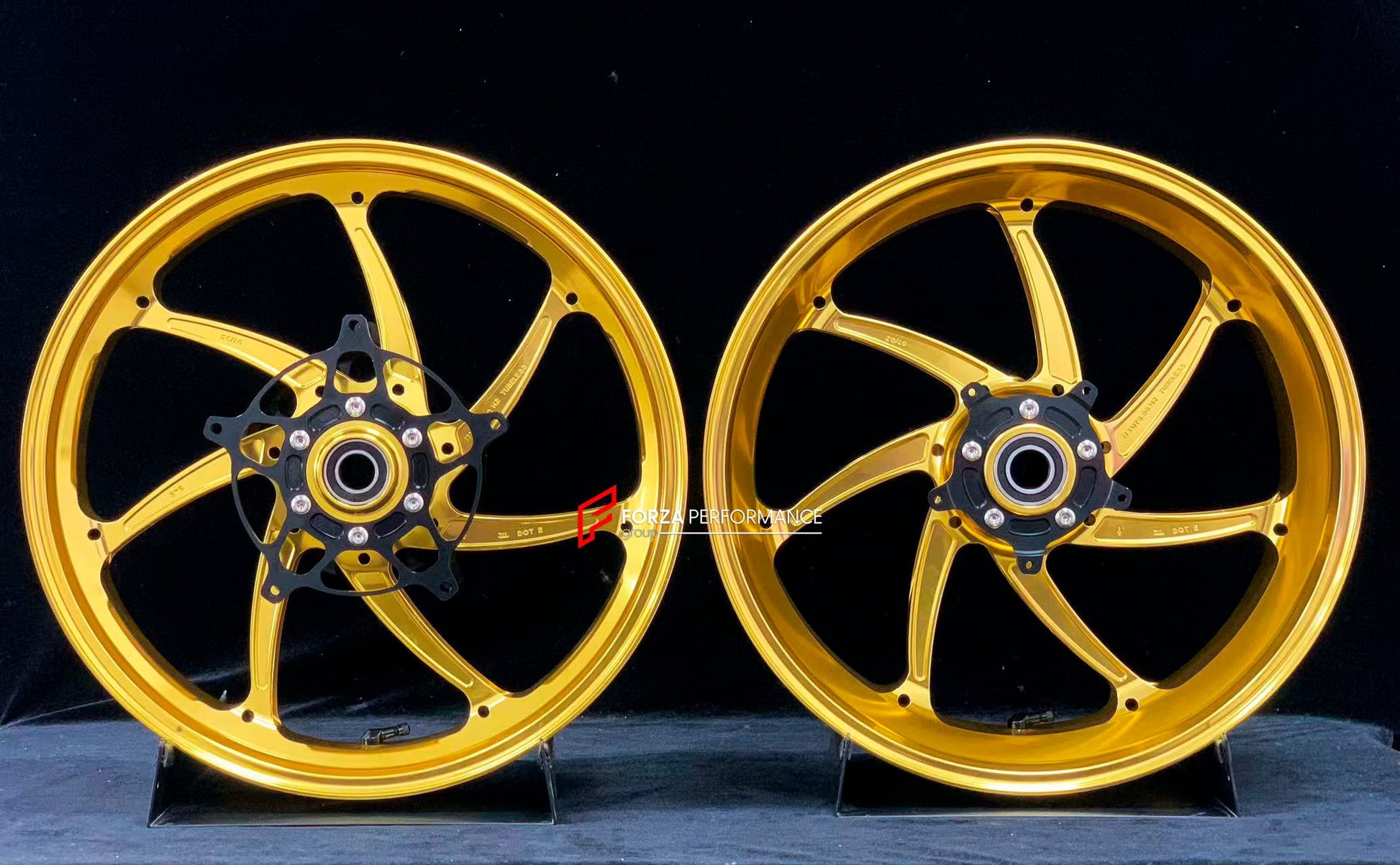 We manufacture premium quality forged motorcycle wheels rims for S1000RR M1000RR in any design, size, color.

Wheel sizes (motorcycle spec):

Front: 3.5 x 17

Rear: 6 x 17

Weight:

Front: 4.35 kg (9.59 lbs)

Rear: 4.85 kg (10.69 lbs)

Finishing: Gloss Gold

Forza Performance Group engineers and manufactures each forged motorcycle wheel individually per order. This ensures precise fitment, uncompromised strength, and unique styling. Whether for racing, touring, or daily use — our wheels are built for both p