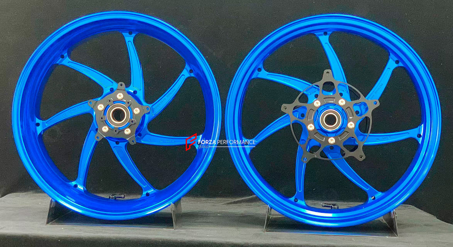We manufacture premium quality forged motorcycle wheels rims for S1000RR M1000RR in any design, size, color.

Wheel sizes (motorcycle spec):

Front: 3.5 x 17

Rear: 6 x 17

Weight:

Front: 4.2 kg (9.26 lbs)

Rear: 4.4 kg (9.7 lbs)


Finishing: Gloss Blue

Forza Performance Group engineers and manufactures each forged motorcycle wheel individually per order. This ensures precise fitment, uncompromised strength, and unique styling. Whether for racing, touring, or daily use — our wheels are built for both perf