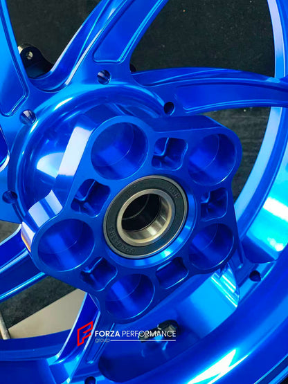 We manufacture premium quality forged motorcycle wheels rims for S1000RR M1000RR in any design, size, color.

Wheel sizes (motorcycle spec):

Front: 3.5 x 17

Rear: 6 x 17

Weight:

Front: 4.2 kg (9.26 lbs)

Rear: 4.4 kg (9.7 lbs)


Finishing: Gloss Blue

Forza Performance Group engineers and manufactures each forged motorcycle wheel individually per order. This ensures precise fitment, uncompromised strength, and unique styling. Whether for racing, touring, or daily use — our wheels are built for both perf