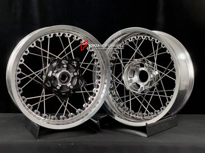 We manufacture premium quality forged motorcycle wheels rims for BMW R 1250 RT in any design, size, color.

Wheel sizes (motorcycle spec):

Front: 3.5 x 17

Rear: 5.5 x 17

Weight:

Front: 5.2 kg (11.46 lbs)

Rear: 4.9 kg (10.80 lbs)


Finishing: Polished

Forza Performance Group engineers and manufactures each forged motorcycle wheel individually per order. This ensures precise fitment, uncompromised strength, and unique styling. Whether for racing, touring, or daily use — our wheels are built for both per