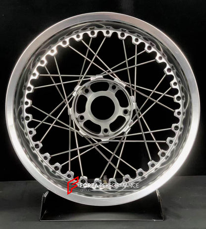 We manufacture premium quality forged motorcycle wheels rims for BMW R 1250 RT in any design, size, color.

Wheel sizes (motorcycle spec):

Front: 3.5 x 17

Rear: 5.5 x 17

Weight:

Front: 5.2 kg (11.46 lbs)

Rear: 4.9 kg (10.80 lbs)


Finishing: Polished

Forza Performance Group engineers and manufactures each forged motorcycle wheel individually per order. This ensures precise fitment, uncompromised strength, and unique styling. Whether for racing, touring, or daily use — our wheels are built for both per